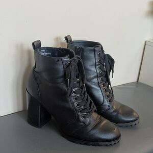 Black Lace-Up Ankle Boots